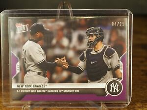 New York Yankees 2021 MLB TOPPS NOW Card 695 10 straight Purple Parallel 4/25