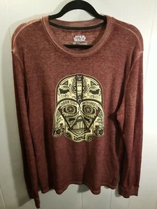 Maglietta Star Wars Burnout Uomo L Borgogna Manica Lunga Darth Vader - Foto 1 di 6