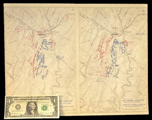 Vintage Battle of Gettysburg Map Cemetery Ridge Pickett's Charge General Meade - Picture 1 of 12