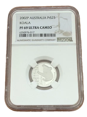 Australia 2002P Platinum 1/4 oz $25 NGC PF69UC Koala - Image 1 of 2