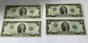 4 - $2.00 Bills 2 Each Of Consecutive Numbers 11 12 & 23 24 - Picture 1 of 8