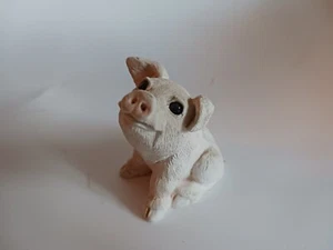 Stone Critter Littles Sitting Pig Figurine - Picture 1 of 6