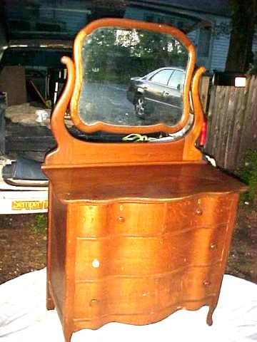 ANTIQUE DRESSER  OAK WITH MIRROR CHEST OF DRAWERS 100+ YEAR OLD Cover
