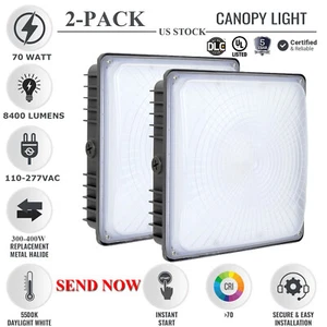 LED Canopy Lights 45W 70Watt (HID/HPS Replacement) Commercial Workshop Fixture - Picture 1 of 20