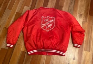 VINTAGE SALVATION ARMY RED SATIN BOMBER SNAP BUTTON JACKET SZ MENS 3XL *HAS WEAR - Picture 1 of 21