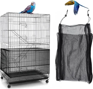 Bird Cage Seed Catcher, Adjustable Bird Cage Skirt, Soft and Airy Mesh Netting C - Picture 1 of 12