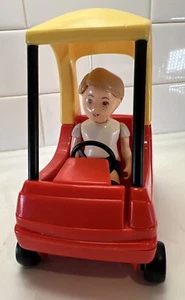 Little Tikes Cozy Coupe Miniature Toy Car & Boy Vintage Red Yellow  Dollhouse - Picture 1 of 8