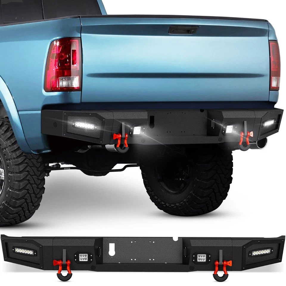 Rear Step Bumper for 2010-2018 Dodge Ram 2500 3500 w/ Sensor Holes D-rings Black Foto 1 de 4