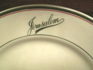JERUSALEM Buffalo China 1910 Dinner Plate Restaurant Ware China, Antique, Green - Picture 1 of 6