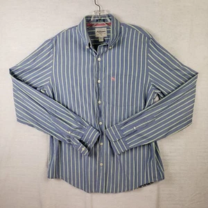 Vintage Abercrombie Fitch Dress Shirt Men L Large Blue Green Striped Long Sleeve - Picture 1 of 9