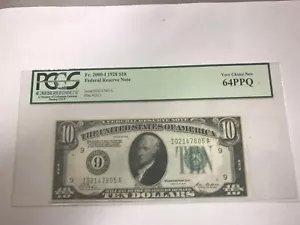 1928 Minneapolis Minnesota, $10 Federal reserve note ,#9 ,very choice new, 64ppq - Picture 1 of 2