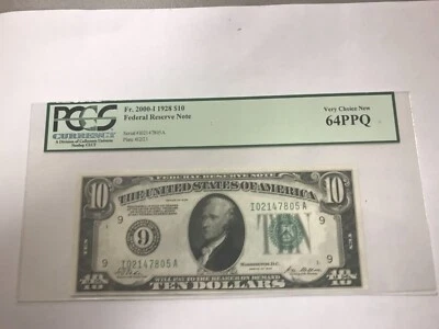 1928 Minneapolis Minnesota, $10 Federal reserve note ,#9 ,very choice new, 64ppq - Image 1 of 2