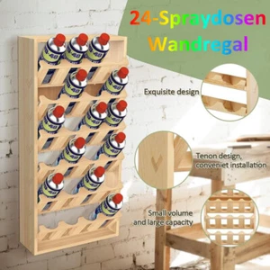 Soporte para latas de spray soporte para latas madera estante de pared de 24 posiciones pared perforada taller graffiti - Imagen 1 de 16