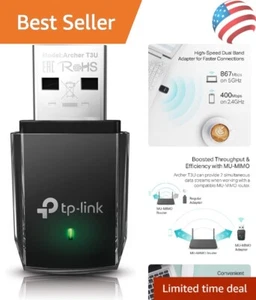 Adaptateur WiFi USB AC1300 - Prend en charge Windows 11 et Mac pour toute la connectivité domestique - Photo 1/8