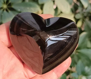 140g Natural Rainbow Cat Eye Obsidian Quartz Crystal Heart Healing - Picture 1 of 11