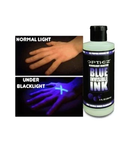 Opticz 4 Ounce All Purpose Invisible Blue UV Blacklight Reactive Security Ink - Picture 1 of 4