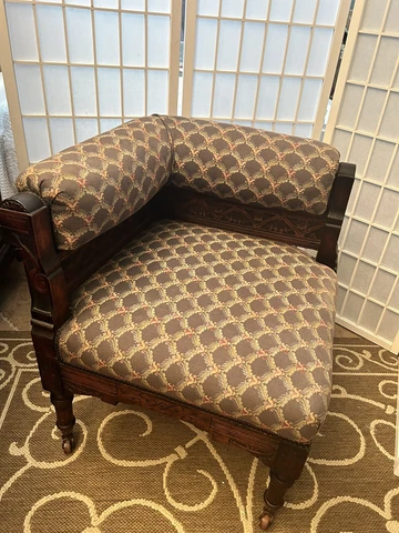 Antique English Carved Oak Corner Chair Renaissance Rare Design Upholstery Cover