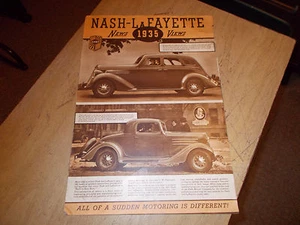 Folleto de ventas Nash/LaFayette 1935/¡Folleto grande de 10,5 x 15 pulgadas!! - Imagen 1 de 1
