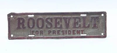 ANTIGO Roosevelt para Presidente, Placa de Licença Topper, Aço Estampado em Relevo - Imagem 1 de 4