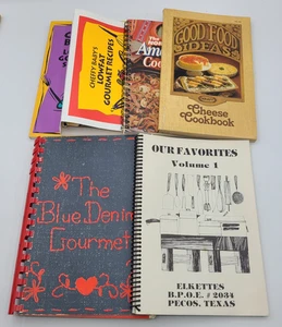 Cookbook Lot of 6 Blue Denim Gourmet Junior League Odessa TX Elkettes Chef Miles - Picture 1 of 8