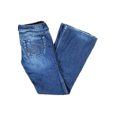 Pantalones de mezclilla plateados Frances Bootcut lavado medio W29 L33 29x33 desgastados Foto 1 de 4