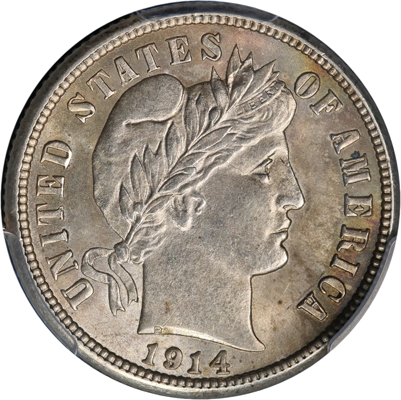 レア 銀貨 1914年 アメリカ 1ダイム バーバー ミントD 1914-d-barber