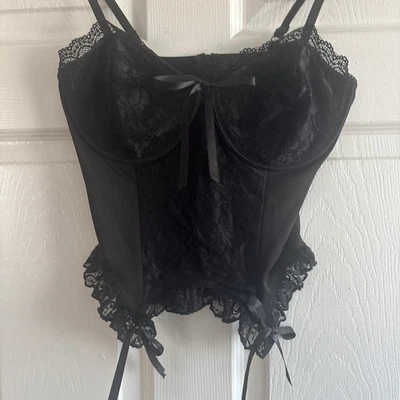 Cosmic Aura Vintage NUEVO Corsés Florales Negros Góticos.  Top . Hot Topic talla pequeña Foto 1 de 4