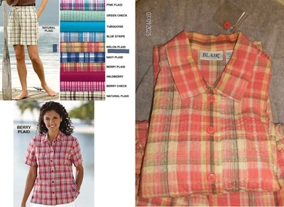 2 PIEZAS CONJUNTO DE PANTALONES CORTOS A CUADROS MELLLON BOLSILLOS CINTURA ELÁSTICA Y TIRAR LAZOS FÁCIL CUIDADO TALLA M Foto 1 de 4