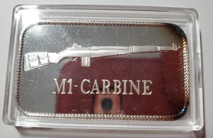 1 oz .999 Feinsilberbarren ~ M1 Karabiner Gun Kunstbarren mit leerer Rückseite - Bild 1 von 2