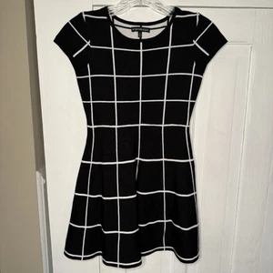 My Michelle Girls Size Medium Black & Silver Short Sleeve Dress White Stripe - Picture 1 of 4