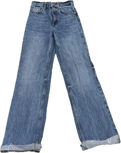 Zara Womens Size 0-2 Jeans Medium Wash Denim High Rise Wide Leg Flair - Picture 1 of 5