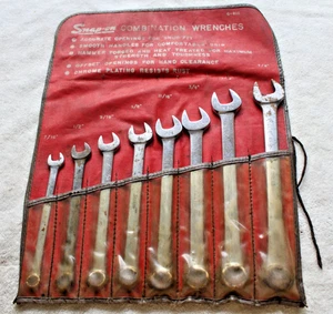 Snap-On 8-Pc C-81C Pouch 12 Pt 7/16 to 7/8 OEX Combination SAE Chrome Wrench Set - Picture 1 of 15