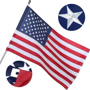 2,5 x 4 Fuß gestickte amerikanische Flagge - Mastärmel Banner Stil, UV-geschützt, ... - Bild 1 von 7