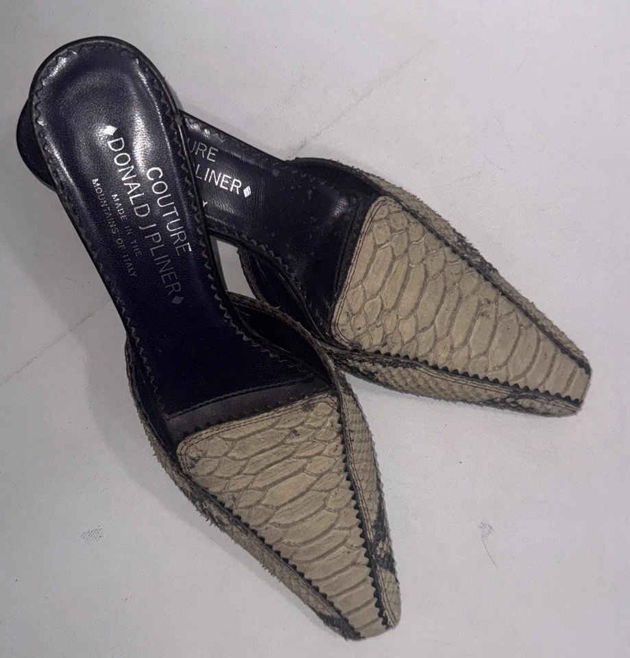 Donald J Pliner Couture Moira Snake Leather Old Money Mule Kitten Heels 8N - Image 1 of 4