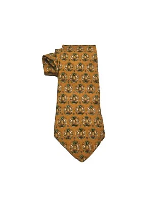 Salvatore Ferragamo 100% Silk Tie Yellow Birds Pattern Made In Italy - Image 1 of 4