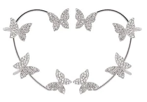 Zircon Butterfly Ear Cuff Earrings for Women No Piercing Butterfly Ear Clip Wrap - Picture 1 of 6