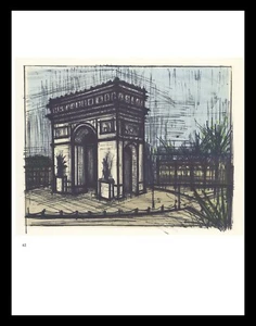 1967 Bernard Buffet Lithograph 42 "Paris, L’Arc de Triomphe" - Picture 1 of 2