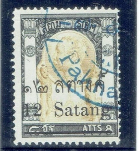 THAILAND 1909 Wat Jang Surcharged 12s on 8a FU (PM Paknampo) - Picture 1 of 1