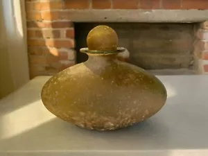 RARE Murano Vetri d’ Arte Seguso Glass Scavo Vintage Bottle / Vase Olive Green - Picture 1 of 15