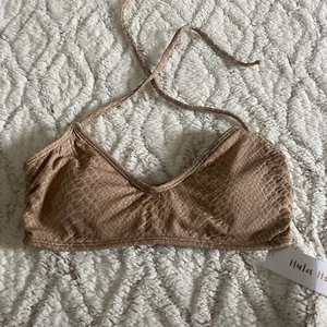 Hula Honey Bikini Top Womens Medium Brown Printed Tie Detail Beach Swim NEW - Picture 1 of 7