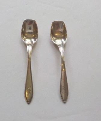 Par de colheres de sal de prata esterlina, monograma "F" - Imagem 1 de 4