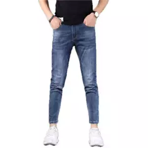 Men's Straight Fit Jeans Summer Casual Pants All Match Stretch Trousers Nine Len - Picture 1 of 6