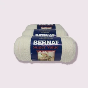 VINTAGE BERNAT SUPER VALUE YARN WHITE DISCONTINUED HTF 3 SKEIN LOT - Picture 1 of 3