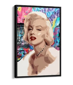 MARILYN MONROE POP ART RAINBOW GRAFFITI -FLOAT EFFECT CANVAS WALL ART PIC PRINT - Picture 1 of 12