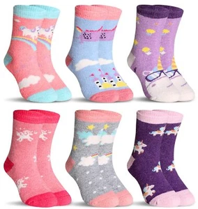 Kids Wool Socks 6 Pairs Toddlers Boys Girls Child Warm Winter Thick Thermal Cabi - Picture 1 of 6