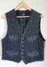 Vintage 90s GAP Denim Mens Plaid Button Quilted Back Vest Coat Jacket Size Small