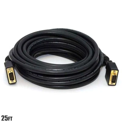 25FT VGA SVGA HD15 Male to Male Monitor Video Cable PC Laptop Gold Plated CL2 - Image 1 of 2