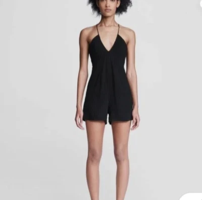 Women's rag & bone Strappy Black Mimi Shorts Romper Dress size 6 NWT - Image 1 of 4