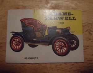 VINTAGE COLL.CAR CARD-1950'S-"CARS" MAG-U.S.A.-#105-ADAMS-FARWELL-1906 -STANHOPE