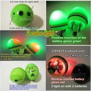 Flotador de pesca nocturna LED 2 colores elipsoide luminoso, flotadores + 2 baterías - Imagen 1 de 67
